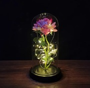 Róża LED w szkle 22cm różowa lampka dekoracyjna idealna na prezent Święta