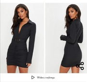 Sukienka koszulowa koszula marszczona mała czarna 