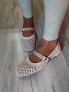 (40) ażurowe baleriny wieczorowe z zapięciem, NOWE 