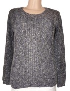 Szaro fioletowy ciepły Sweter z kieszonkami splot warkocza Montaray L (40)