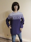 FJALLRAVEN damski sweter fioletowo-szary wełniany 80% wełna_ M/L