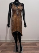 Złota suknia wieczorowa z brokatem S/M