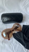 Okulary przeciwsłoneczne okrągłe Chanel + etui + chusteczka do okularów
