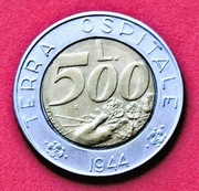 500 Lirów 1991 r  -  San Marino   Dłoń z kwiatami    Piękny stan  !!!   