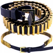 H&M PASEK DAMSKI Skóra EKO ZŁOTY Stylowy MODA Gold RAVE GLAMOUR