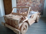 Łóżeczko Łóżko Jeep Willys drewniane samochód auto