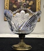 Kryształowa patera owocarka mosiężna podstawa prl retro kryształy  vintage