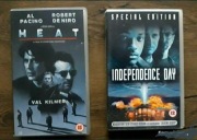 kasety VHS Heat  Gorączka, Independent Day Dzień Niepodległości DeNiro film