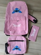 Plecak szkolny STITCH zestaw z torbą różowy 