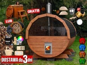 SAUNA Ogrodowa 300cm + OKNO 50% + GRATIS Beczka 500L Akcesoria = Wycena