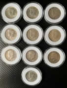 *** Zestaw 10 szt 1/2 dolara John F. Kennedy 1964 12,5 g srebro próby .900