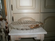 WALTHER GLAS GLASS PIĘKNA DUŻA PATERA GRUBE SZKŁO ZŁOCONA ORYGINAŁ PREZENT