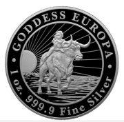 Srebrna Moneta Tokelau Godess Europa 1 uncja srebra 2022 Ag 999 1oz 31.1g