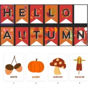 Napis (chorągiewki) do klasy : Witamy jesień + Hello Autumn