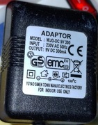 Ładowarka zasilacz Adaptor AC/DC, Output  9V; 300mA, Model: WGJ-DC 9V 300