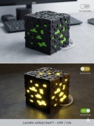 Lampka Nocna Minecraft Emerald Ore LED USB Druk 3D Prezent dla Gracza