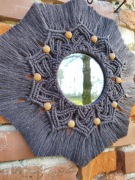 Boho makramowa mandala z lusterkiem CZEKOLADOWY BLASK