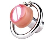 Męski Pas Cnoty z Metalowym Pierścieniem i Sztuczną Pochwą 