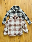 Zestaw 2 swetrów w kratkę S 36 M 38 czarny brąz róż 