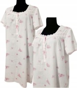 *III DAMSKA PIŻAMA KOSZULA NOCNA MARKS&SPENCER KWIATKI PUDR RÓŻ 12/14 M 38