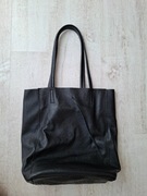 Czarna skórzana nowa torebka shopperka włoska skóra