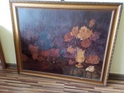 Stary obraz. Danzig. Martwa natura na desce. Olej