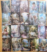 kartki 20 szt. kwiaty ogród kobieta scrapbooking