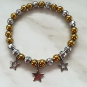 NOWA Bransoletka Kamień nat. Hematyt Stal 17cm 