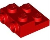 LEGO PLATE 2X2X2/3 2 HOR KNOB RED 6469446/4304
