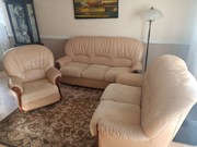 Komplet wypoczynkowy skórzany do salonu 3+2+1 z możliwością spania