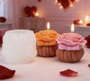 RÓŻA Z KOKARDĄ forma silikonowa 7.1*8.3 do Świec Wosku Odlewów 