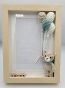 Personalizowana ramka MIŚ na szydełku balony Baby Shower  