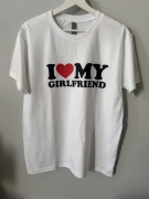 Koszulka T-shirt I LOVE MY GIRLFRIEND – Biała – Styl Y2K / Streetwear