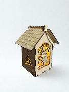 Lampion adwentowy drewniany 15,5cm na Roraty, LED