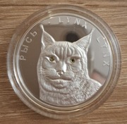 RYŚ 20 rubli Białoruś 2008 srebo 1oz proof lustro