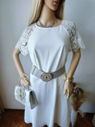 Sukienka koronka elegancka 38 komunia wesele chrzciny midi 