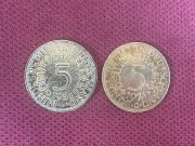 Niemcy Dwie Srebrne Pozłacane  Monety  5 Marek