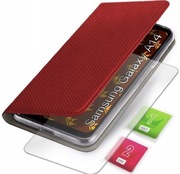 ETUI Z KLAPKĄ  Samsung Galaxy A14 4G / A14 5G CZERWONE MAGNETYCZNE i SZKŁO