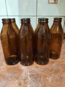 Butelki brązowe PRL po syropach lata 80 zestaw 7 butelek