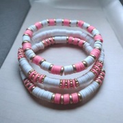 Zestaw Bransoletek Handmade Pastel Summer – Róż, Biel i Złoto