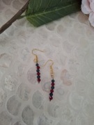 Kolczyki handmade srebro pozłacane z  kamieni szafir rubin 