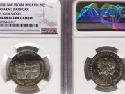 20 ZŁ Próba NIKIEL BARBAKAN KRAKÓW 1981 NGC PF68 2 MAX PIĘKNA