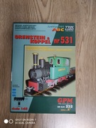 Model kartonowy lokomotywy Orenstein & Koppel nr 531 z wagonami