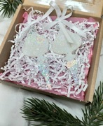 Rękodzieło Sople choinkowe zestaw 2 szt z żywicy epoksydowej białe 