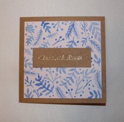 Kartka świąteczna Boże Narodzenie niebieska eko ręcznie malowana Handmade