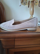 Mokasyny skórzane beżowe 