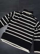 Czarny biały sweter w paski black white S/M luźny jesień wiosna