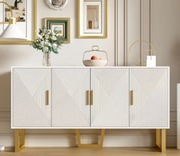 PEAK JOURNEY 150cm Nowoczesny biały szafek z drzewa z złotymi uchwytem