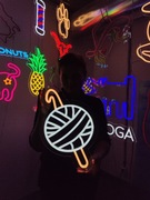 Dzianie Neon Ozdoba na Ścianę. Motek Nici LED Reklama Świetlna