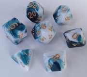 Zestaw 7 kości RPG Biało Niebieskie